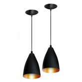 Kit Luminária Pendente Cônica Moderna Ajustável Preto Fosco