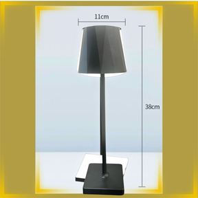 Kit 2 Luminária Abajur Mesa Led Touch S/ Fio Recarregável Preta