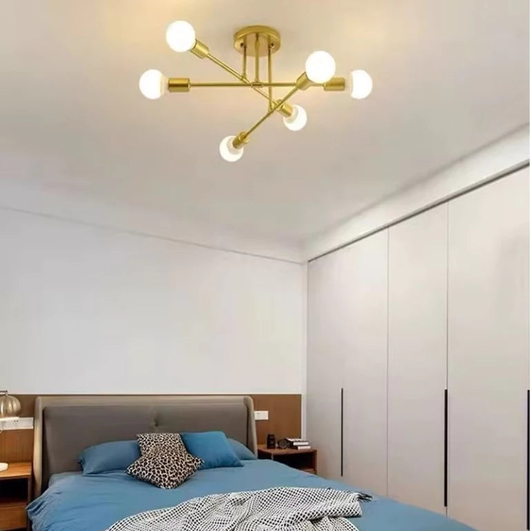 Lustre Moderno Nórdico com Acabamento em Ouro Antigo Sofisticado