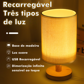 Lâmpada De Mesa De Madeira Moderna Recarregável Por USB Luz De Noite Para Iluminação Do Quarto abajur