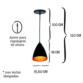 Kit 3 Luminárias Modernas Pendentes Sala Jantar De Teto Preta