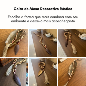 Colar de Mesa Decorativo Contas de Madeira Mdf Enfeite Luxo Rústico Boho Chic