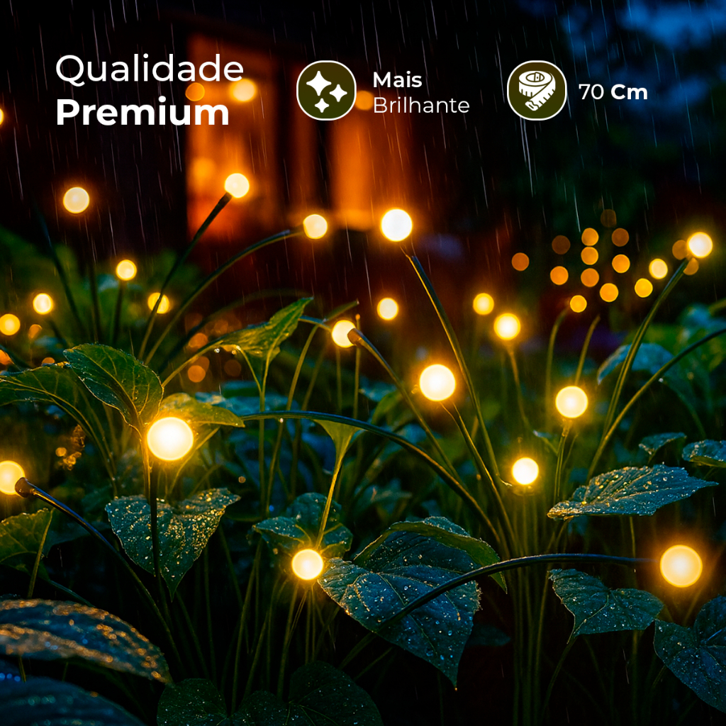 Kit Luminaria Solar Led Vagalume Para Jardim Luz Ao Ar Livre À Prova D'água Mudança De Cor Firefly