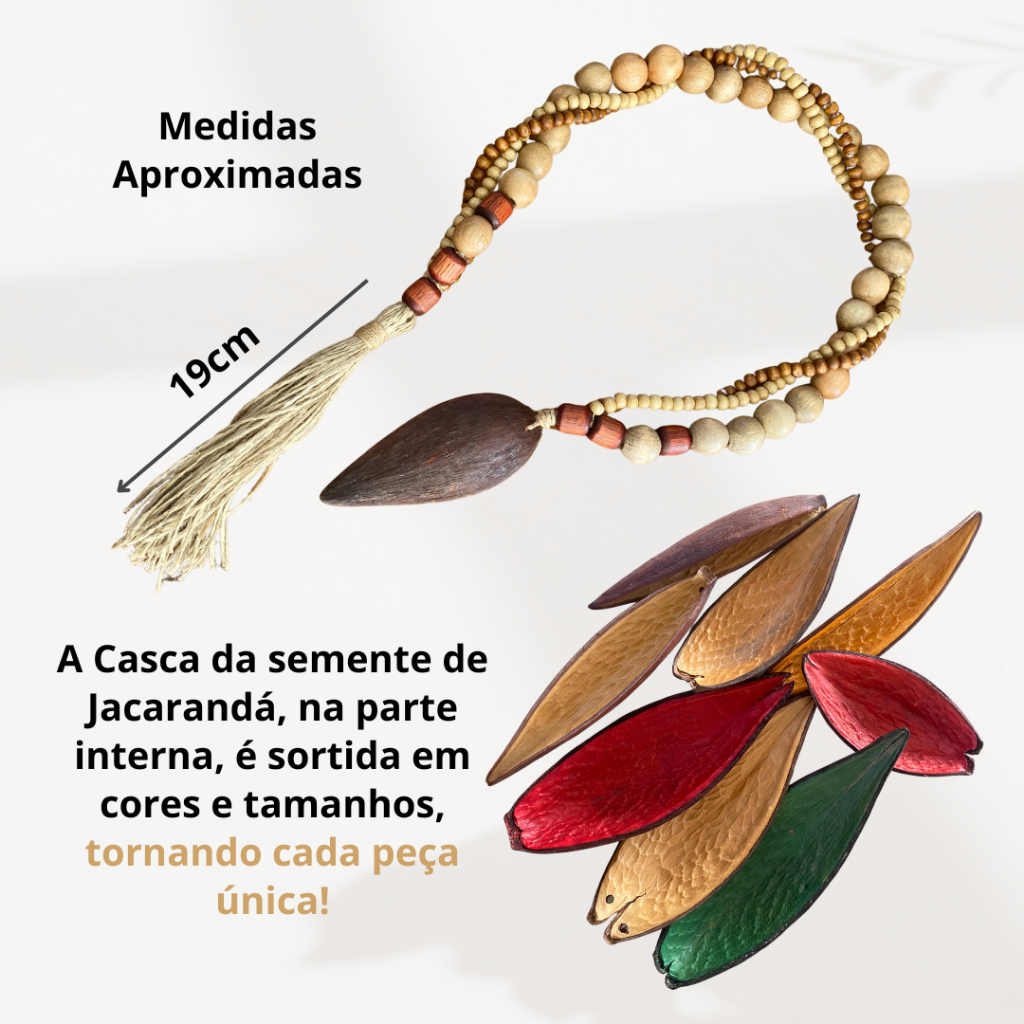 Colar de Mesa Decorativo Contas de Madeira Mdf Enfeite Luxo Rústico Boho Chic