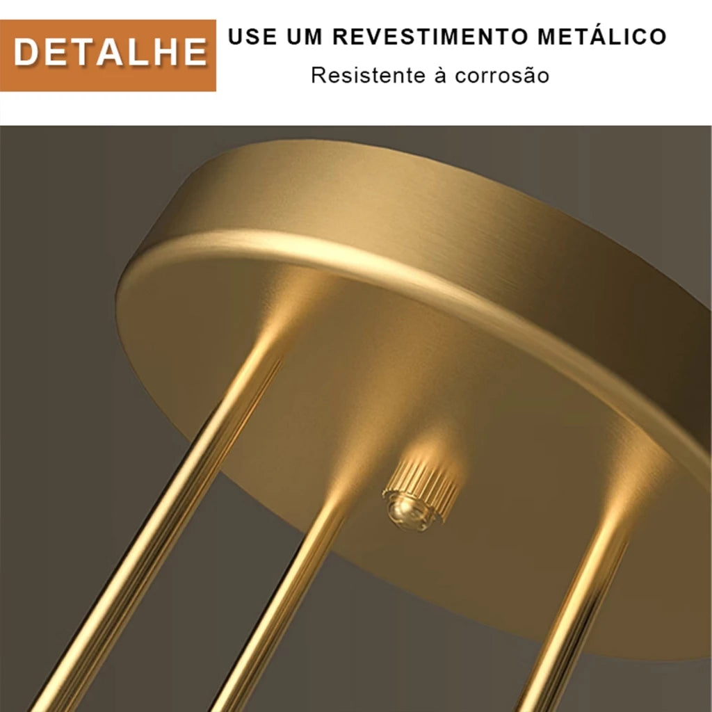 Lustre de Teto Moderno com 8 Lâmpadas e Hastes Estilo Geométrico