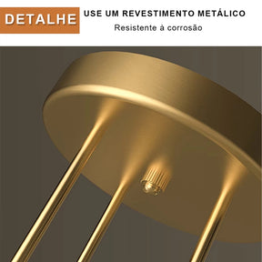 Lustre de Teto Moderno com 8 Lâmpadas e Hastes Estilo Geométrico