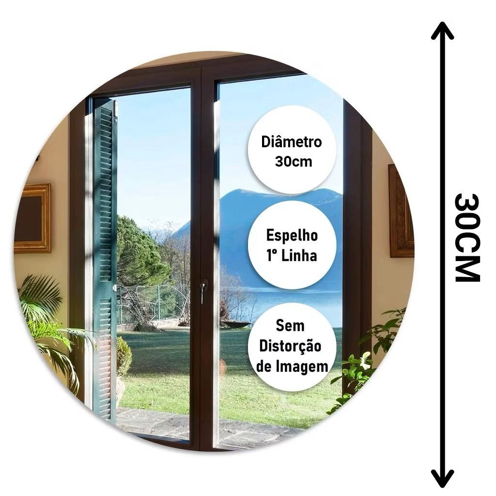 Espelho Redondo Lapidado de Vidro para Decoração Moderna