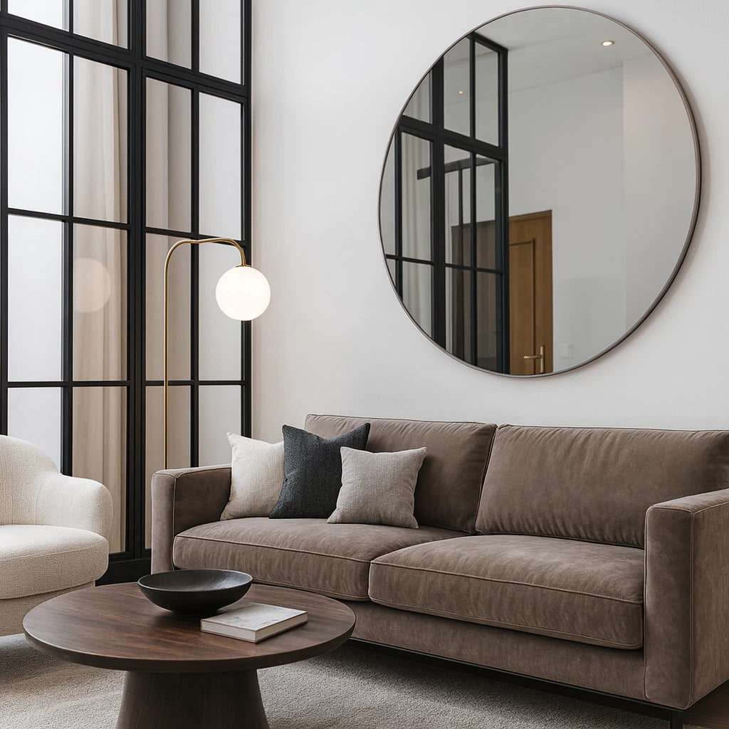 Espelho Redondo Lapidado de Vidro para Decoração Moderna