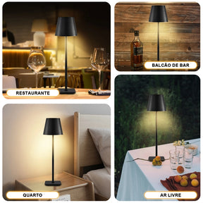 Luminária Abajur LED Recarregável Touch Dimerizável com 2 Alturas