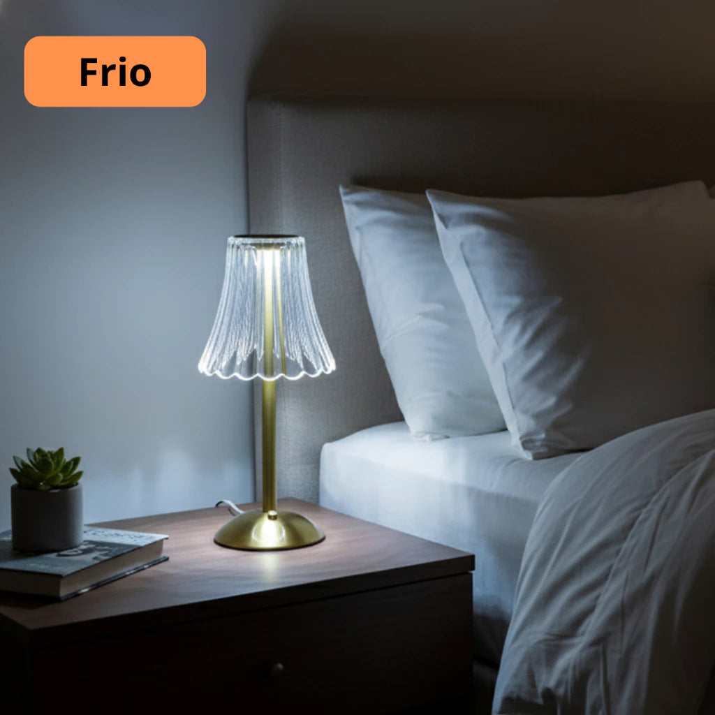 Luminária Recarregável Led Dourada de Mesa Sem Fio 3 Cores Touch