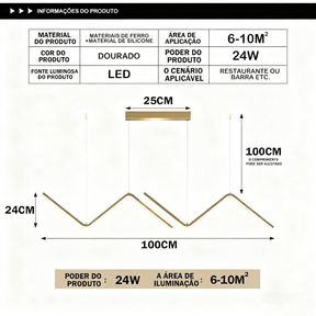 3cors LED Luminária De Teto Ouro Lustre Pendente Raio Sala De jantar Led Geometria NN Mininalista~