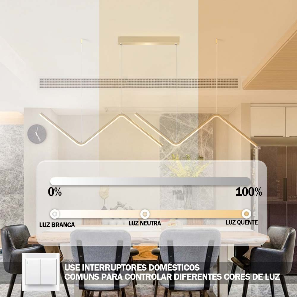 3cors LED Luminária De Teto Ouro Lustre Pendente Raio Sala De jantar Led Geometria NN Mininalista~