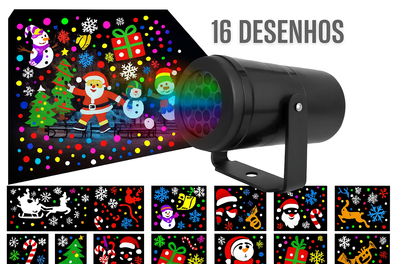 Projetor LED Natalino Portátil 16 Desenhos 3d Bivolt