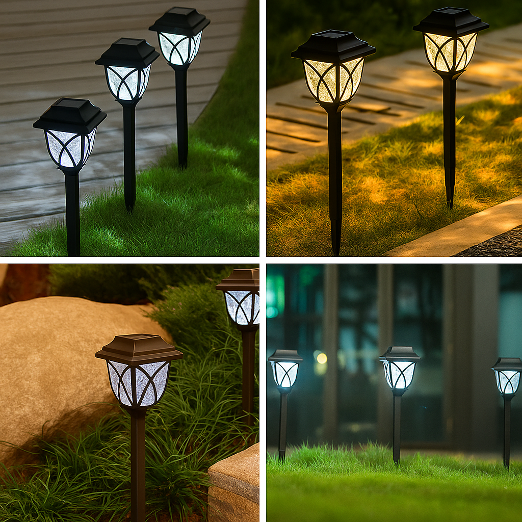 Kit Luminária Solar Casinha com Haste Fixadora para Jardim