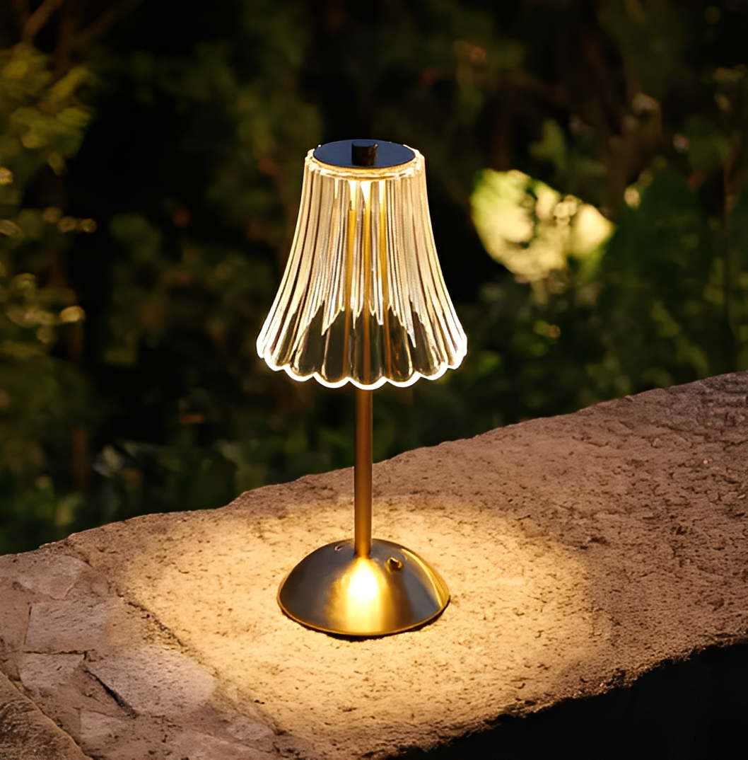 Luminária Recarregável Led Dourada de Mesa Sem Fio 3 Cores Touch