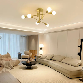 Lustre Moderno Lâmpada De Teto Semi-Embutida Iluminação De Ouro Antiga Nórdica Decorativa De Casa