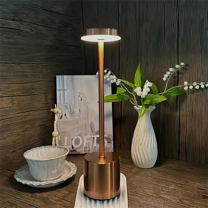 Luminária LED Touch Recarregável Sem Fio em Alumínio Fosco