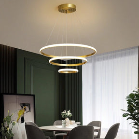 Lustre Nórdico LED Triplo Círculo com 3 Temperaturas de Luz