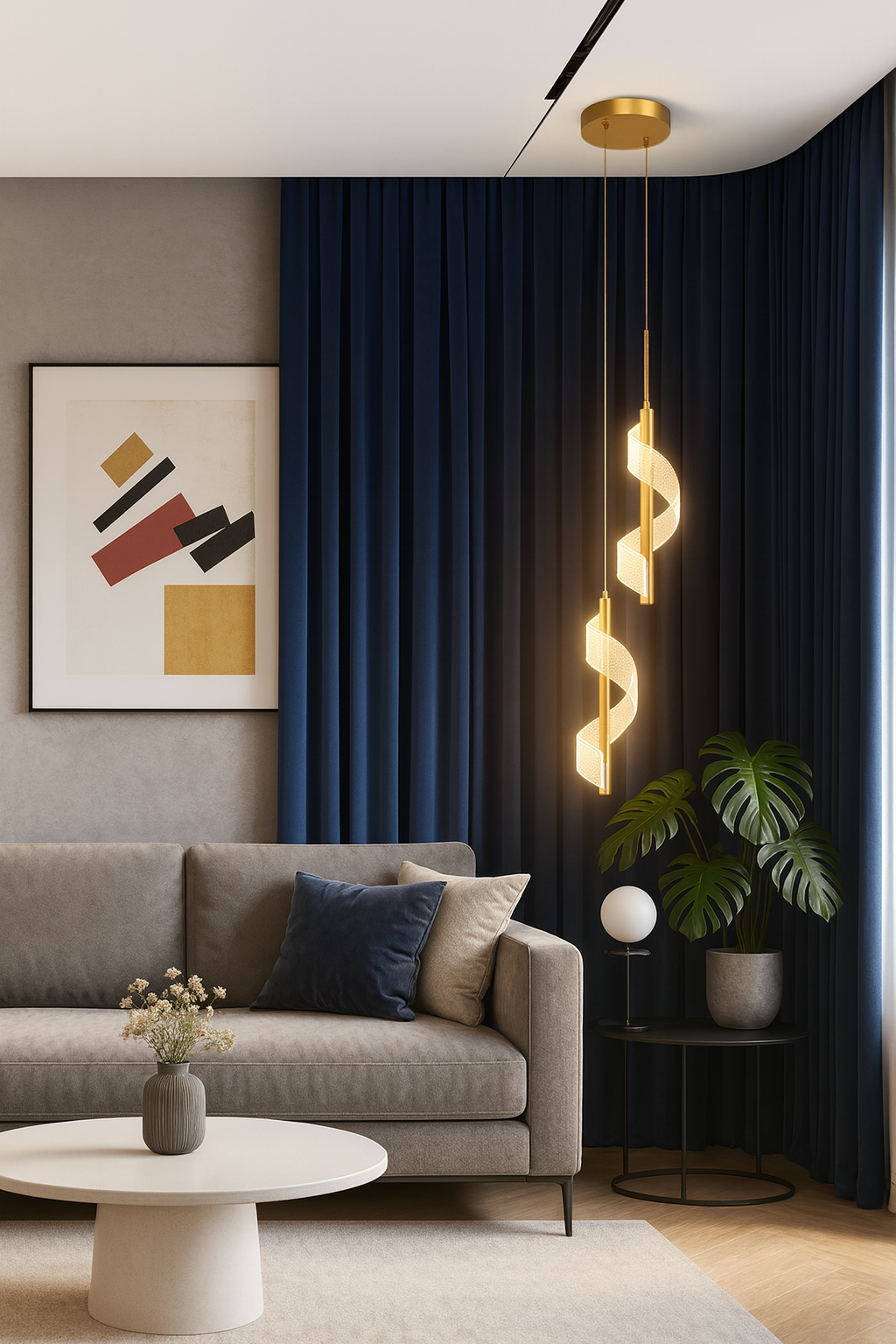 Luminária Pendente LED Minimalista Aspiral Duplo 3 Tons de Luz