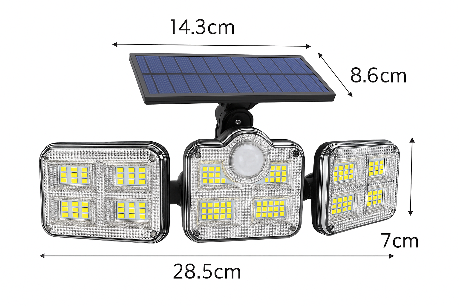 Refletor Solar COB com Sensor de Presença IP65 para Parede