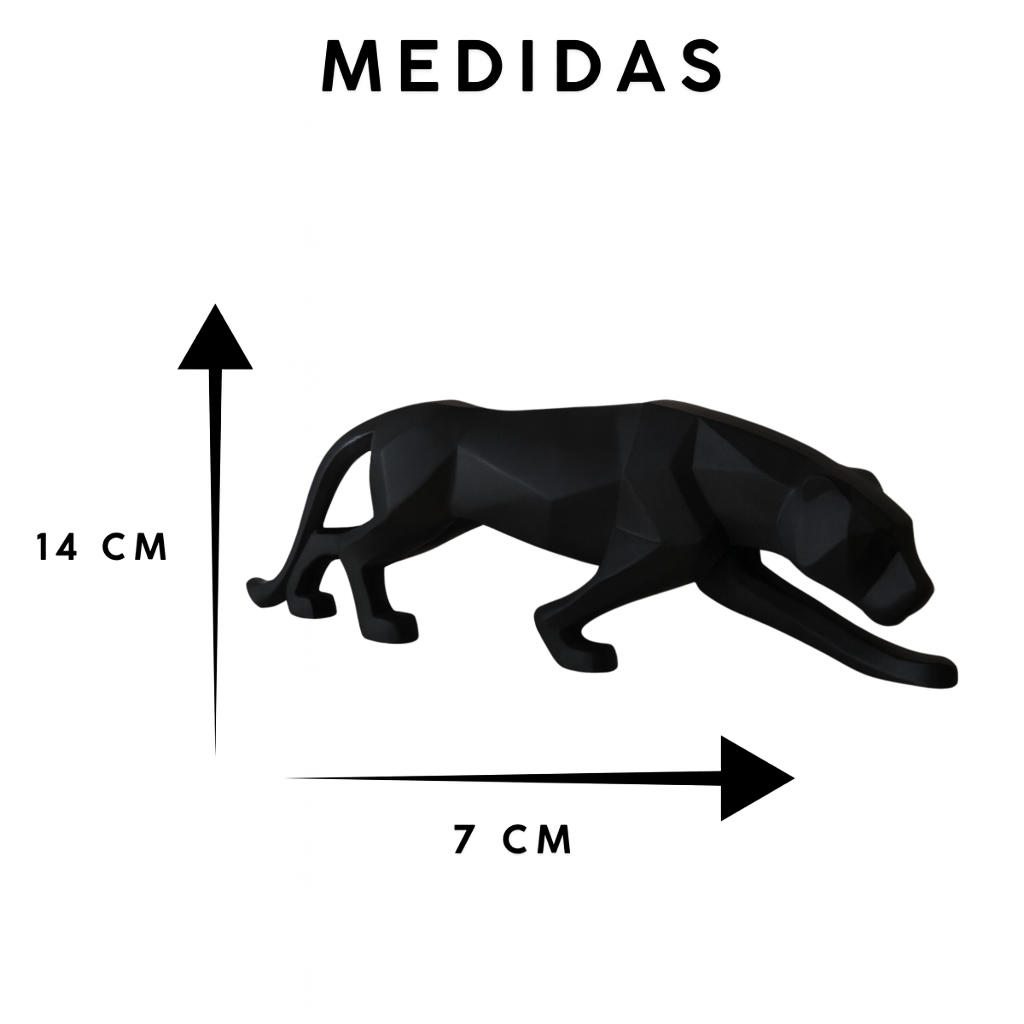 Escultura Pantera Decorativa Sofisticada em Gesso Premium