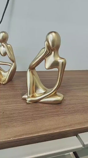 Kit Decorativo com 3 Estátuas Pensador Moderno em Porcelana