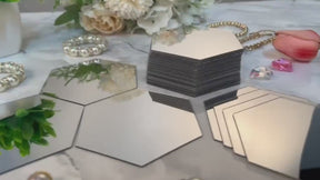 Kit 12 Espelhos Adesivos Decorativos Hexágonos em Acrílico