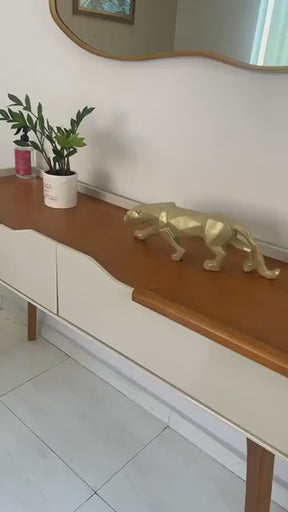 Escultura Pantera Decorativa Sofisticada em Gesso Premium