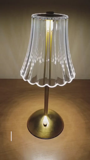 Luminária Recarregável Led Dourada de Mesa Sem Fio 3 Cores Touch