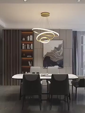 Lustre Nórdico LED Triplo Círculo com 3 Temperaturas de Luz