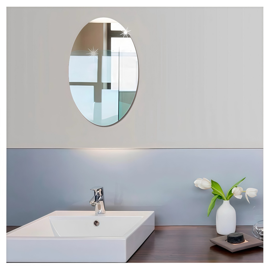 Espelho Adesivo Plástico Decorativo Flexível Adesivo Espelhado Retangular ou Oval 40x90