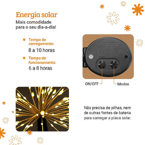 Luminária Solar Estaca LED Efeito Fogos de Artifício para Jardim
