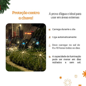 Luminária Solar Estaca LED Efeito Fogos de Artifício para Jardim