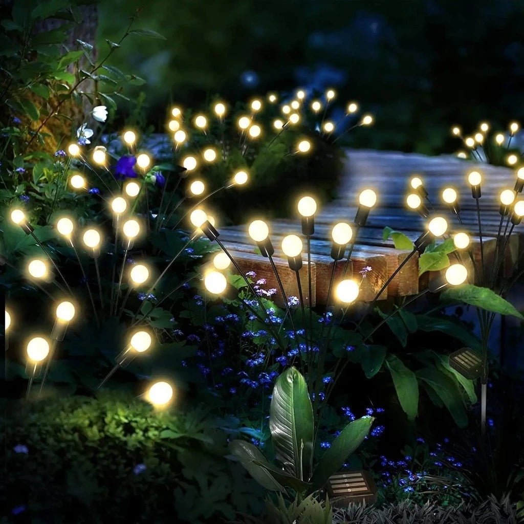 Kit Luminária Solar LED Decorativa Efeito Vagalume Para Jardim