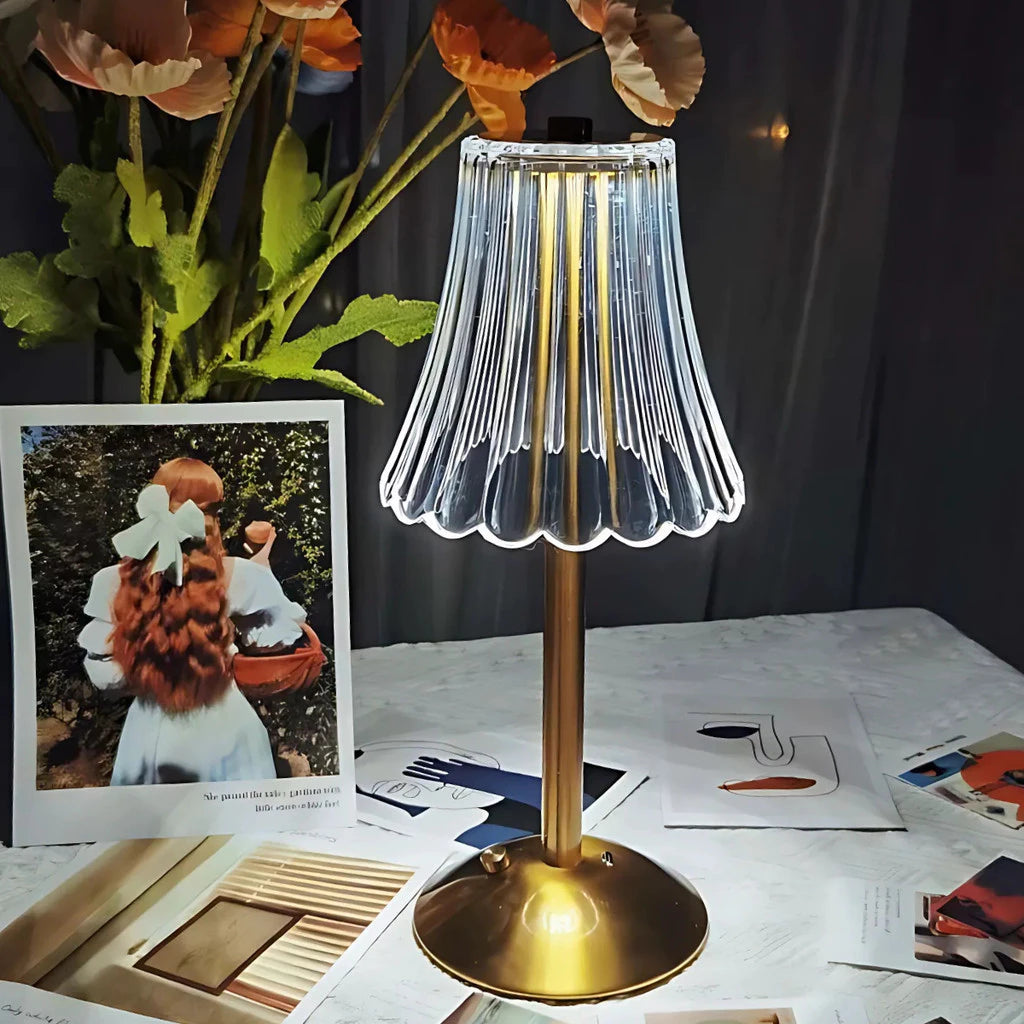 Luminária Recarregável Led Dourada de Mesa Sem Fio 3 Cores Touch