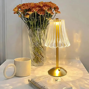 Luminária Recarregável Led Dourada de Mesa Sem Fio 3 Cores Touch